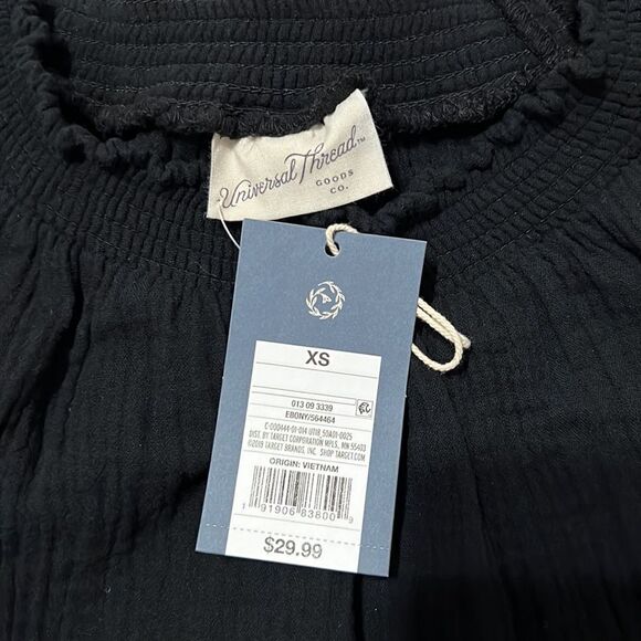 NWT universe thread szXS on/off shoulder elastic neck & SS black dress w/pockets - Picture 7 of 10